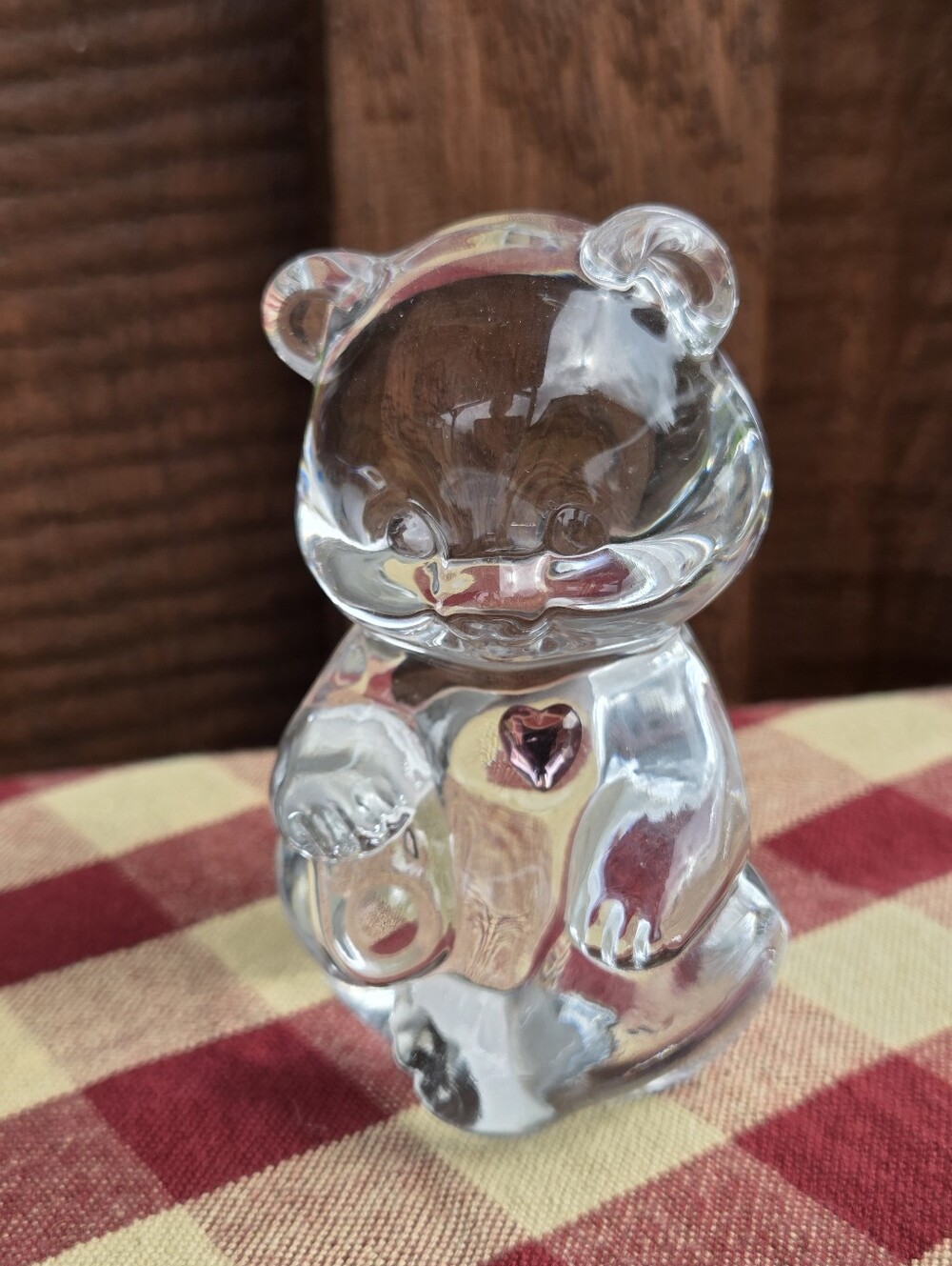 Fenton Glass October Pink Heart Birthday Bear